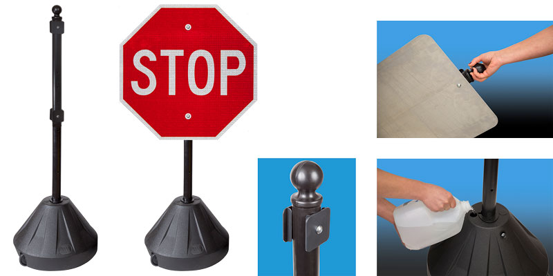 Stop Sign with Rolling Portable Pole
