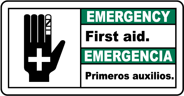 Bilingual Emergency First Aid Sign